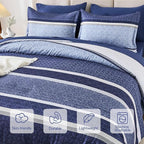 WONGS BEDDING Comforter Set King Size 7 Pieces, Patchwork Soft Lightweight - Image 5