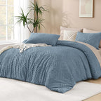 Andency Grayish Blue Comforter Set King Size, 3 Pieces Boho Bedding Set & by Andency