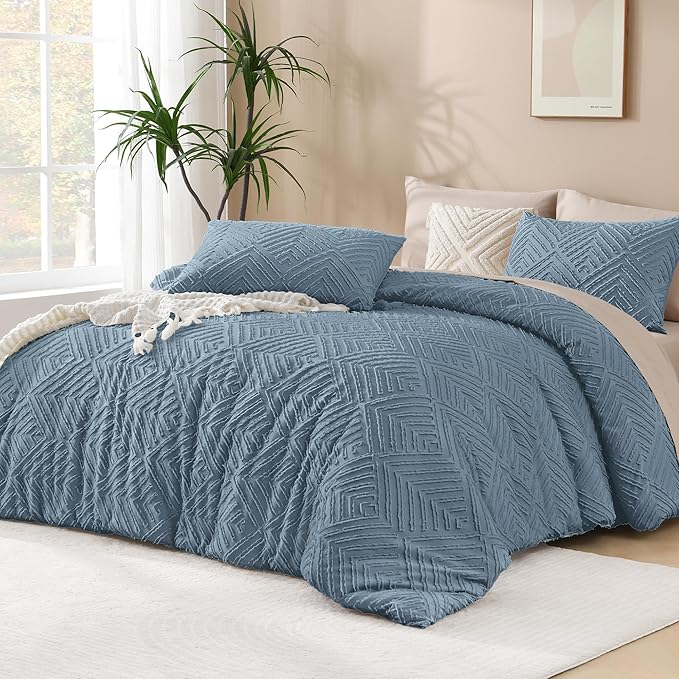 Andency Blue Comforter Set Full Size, 3 Pieces Boho Lightweight Fluffy Bedding by Andency