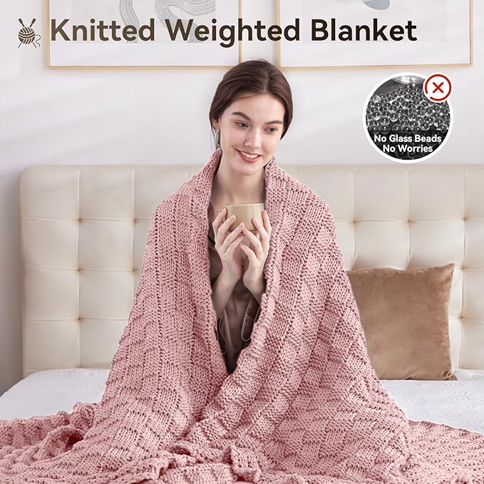 Knitted Weighted Blanket Adult, No Beads Heavy Blanket 60” x 80'' 20lbs - Image 5