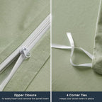 Wake In Cloud - Cotton Duvet Cover Set, King Size, Sage Green, 100% Washed - Image 7