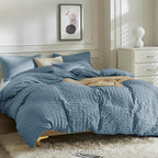 JELLYMONI Sierra Blue Duvet Cover Queen Size, Soft Breathable Seersucker Duvet - Image 3
