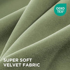 Joydeco Coconut Green Velvet Curtains 108 Inches 2 Panels, Luxury Thermal - Image 2