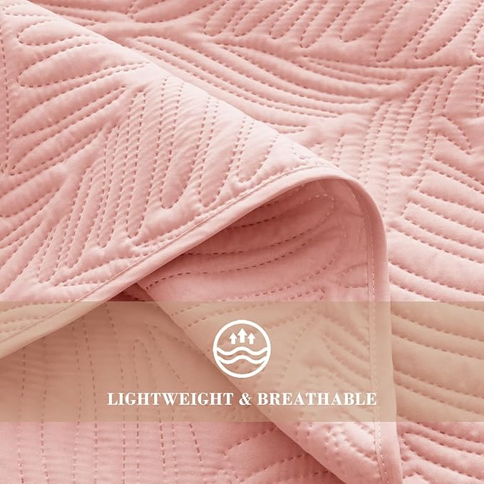 Exclusivo Mezcla Twin Quilt Bedding Set, Lightweight Blush Pink Quilts Twin Size - Image 5