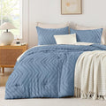 Andency Greyish Blue Oversized Queen Comforter Set, Boho Soft Warm Bedding by Andency