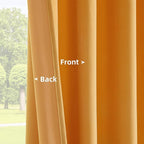 Joydeco Yellow Velvet Curtains 96 inch Length 2 Panels, Luxury Blackout Rod - Image 4