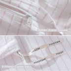 MooMee Striped Duvet Cover Set 100% Washed Cotton Linen Like Textured - Image 8