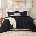 Andency Black Comforter Set California King, 3 Pieces Boho Tassel Lightweight - Image 2