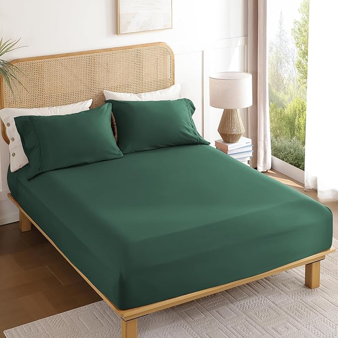 King Sheet Set 4 Piece, Wrinkle Free, Oeko-Tex Certified Bedsheets，Olive Green - Image 7
