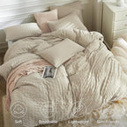JELLYMONI Light Khaki Duvet Cover Full Size, Soft Breathable Seersucker Duvet - Image 2