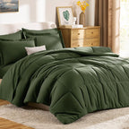 CozyLux Queen Comforter Set Olive Green - Image 9