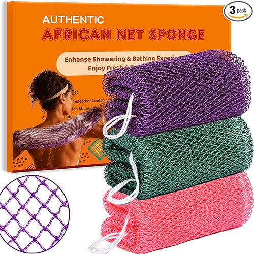 African Net Sponge Authentic, 3 Pieces African Exfoliating Net Sponge Body Back by Unknown
