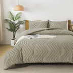 Andency Oatmeal California King Comforter Set, Boho Cal King Soft Warm Tufted - Image 6