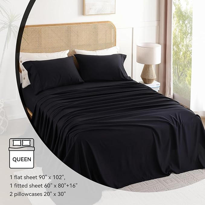 Queen Sheet Set 4 Pieces, Wrinkle Free, Oeko-Tex Certified - Image 6