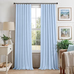 Total Blackout Baby Blue Linen Curtains 108 Inches Long 2 Panel Set Light Blue - Image 9