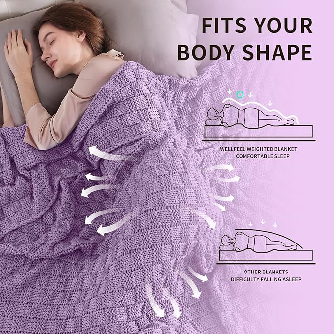 Knitted Weighted Blanket for Adult, No Beads Heavy Blanket 48” x 72'' 10lbs - Image 3