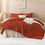 Andency Burnt Orange California King Comforter Set, 3 Pieces Terracotta Boho - Image 2