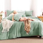 CozyLux Full Comforter Set Sage Green, 7 Pieces Bed in a Bag, Bedding Comforter - Image 4