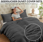 Cozyide Dark Grey Duvet Cover Full Size, 3 Pieces Bedding Duvet Covers - Image 2