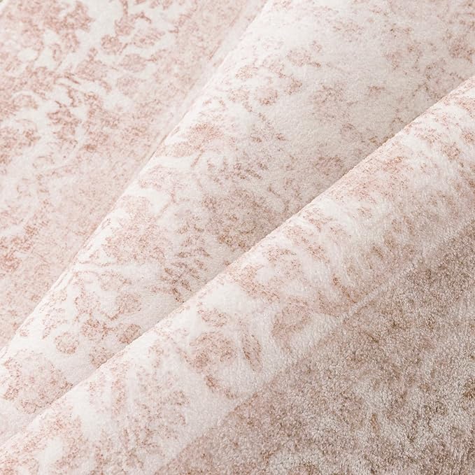 Pink Runner Rug 2x8 Hallway Machine Washable Kitchen Vintage Distressed Non - Image 8