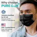 Black Disposable Face Mask, 3-Ply Adult Masks, Facial Cover - Image 4