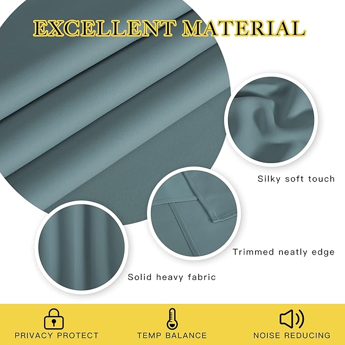 NICETOWN Blackout Curtains 66 inches Long, Grommet Window Treatment Thermal - Image 4