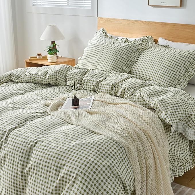 Gingham Duvet Cover Twin Size, 2 Pieces Soft Breathable Microfiber Plaid - Image 6