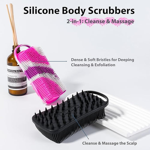 2 PC Silicone Body Scrubber, 2 in 1 Exfoliating Shower Bath Scrubber, Soft - Image 2
