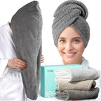 YFONG 3 Pack Large Microfiber Hair Towel Wrap, Thick Hair, Super Absorbent Hair by YFONG