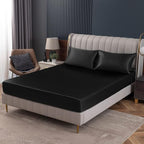 Homiest Black Satin Fitted Sheet Twin Size, Deep Pocket, Luxury & Ultra Soft by Homiest
