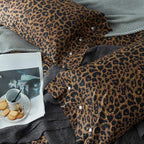 mixinni Leopard Print Duvet Cover King Size Long Staple Cotton Bedding Set - Image 5