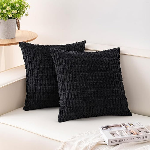 Aegero Pack of 2 Corduroy Decorative Throw Pillow Covers 24x24 InchSoft Striped by Unknown