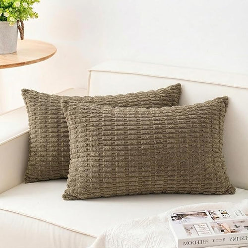 Aegero Pack of 2 Corduroy Decorative Throw Pillow Covers 12x24 Inch Soft by Unknown