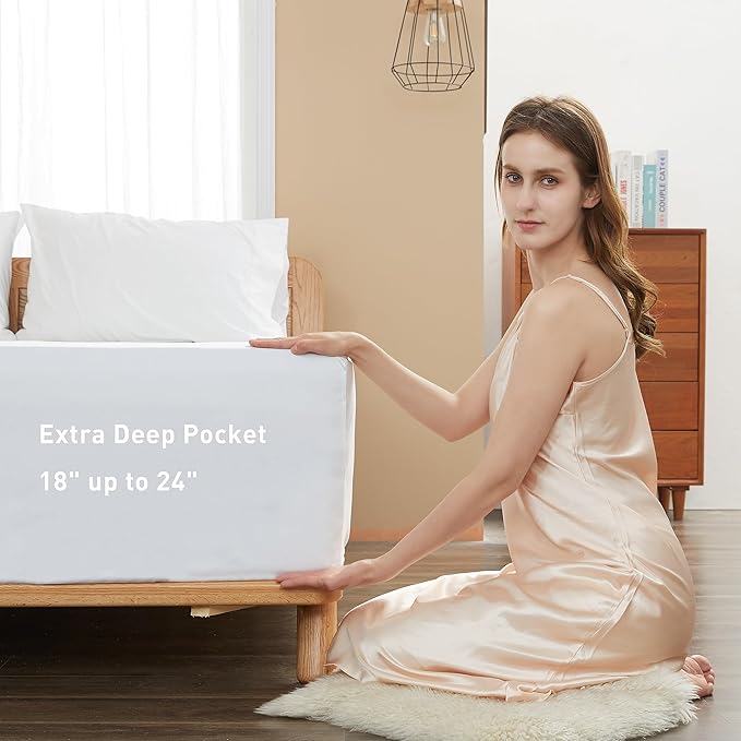 Sunflower California King Fitted Sheet, 1-Piece Extra Deep Pocket Fitted Bottom - Image 3