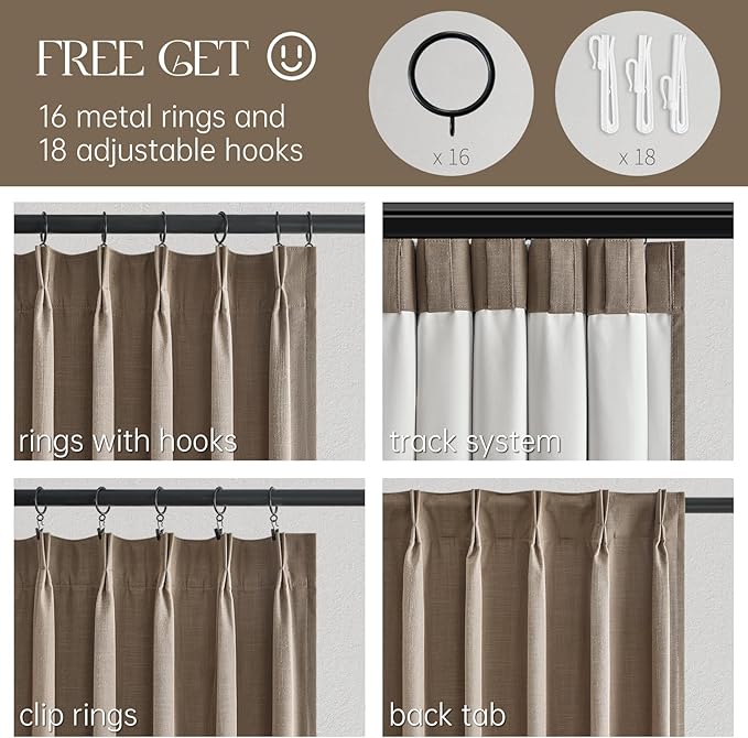 Topfinel Taupe Burlap Linen Blackout Curtains & Drapes 84 Inch Length 2 Panels - Image 3