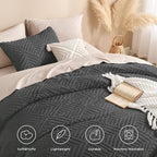 Andency Dark Grey Comforter Set Queen, 3 Pieces Tufted Farmhouse Shabby Chic - Image 4