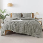 Andency Medium Grey Comforter Set King Size, Boho Soft Warm Tufted Bedding - Image 2