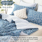 LEMIROE Blue Floral Cotton Comforter Queen Size - Image 3