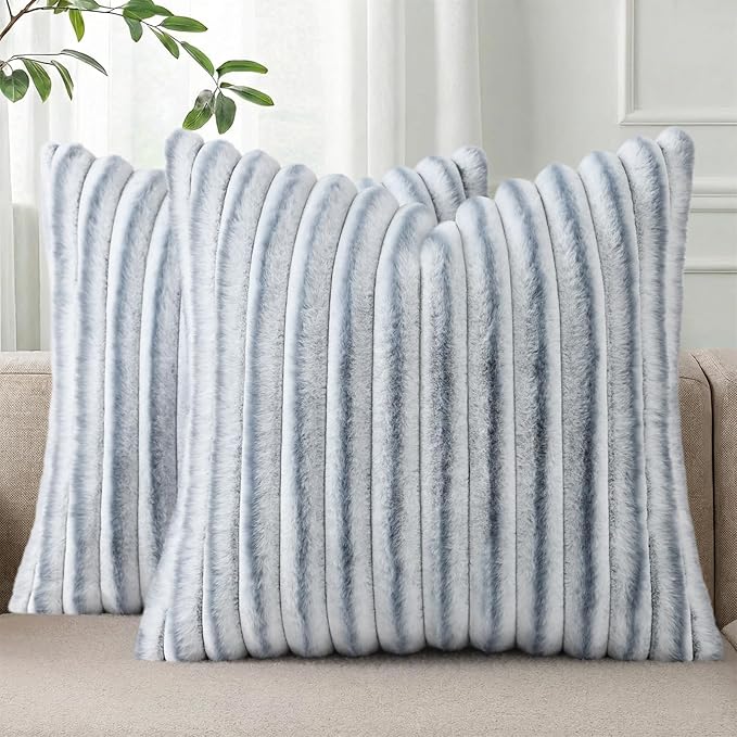 Pallene Faux Fur Plush Throw Pillow Covers 26x26 Set of 2, Luxury Soft Fluffy by PALLENE