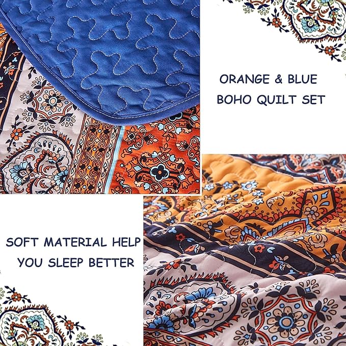 WONGS BEDDING Boho Quilt Set California King, Lightweight Microfiber Bed Decor - Image 5
