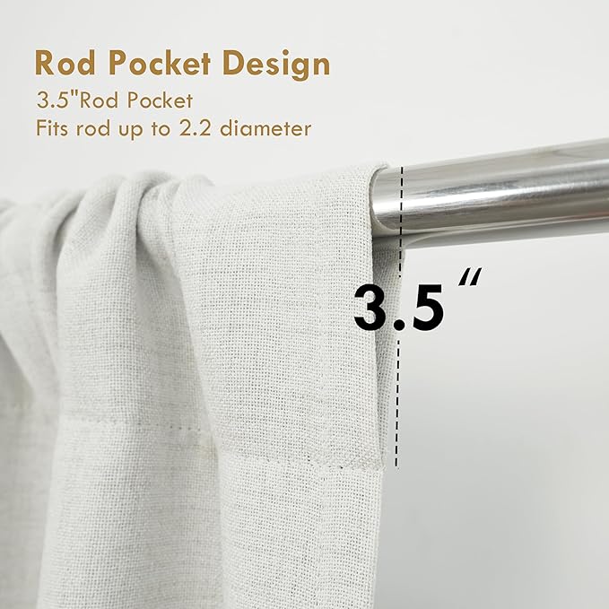 DriftAway Double Layer Linen Blackout Tie Up Curtains Thermal Insulated Fully - Image 3