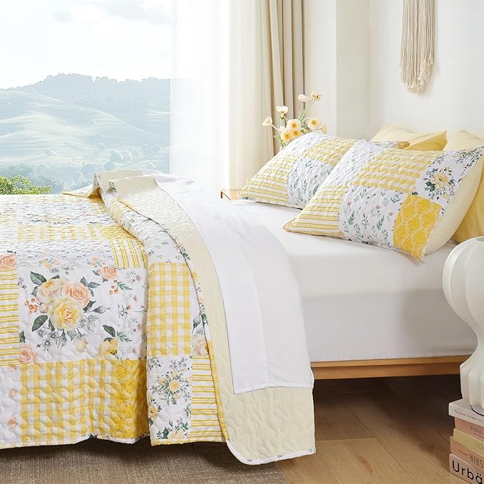 YIKUSH Quilt Sets King Size Floral Quilt Set 3 Pieces Bedding Set Bedspreads - Image 2
