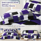 Tyrot 3 Piece Dark Purple Grey Quilt Set King Size Black White Geometric - Image 3