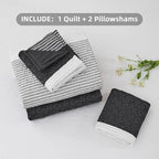 Andency Oversized King Quilt Bedding Set, 120x98Inch Black White Stripe - Image 6