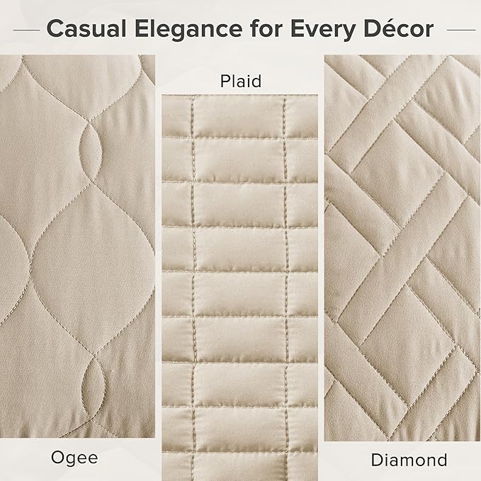 Comfort Spaces King Quilt Set Modern Reversible Plaid Coverlet King Bedding Set - Image 6