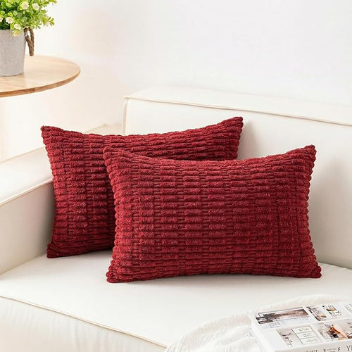 Aegero Pack of 2 Corduroy Decorative Throw Pillow Covers 12x24 Inch Soft by Unknown