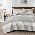 Andency King Size Quilt Set Linen Grey, 3 Pieces Summer Ultra Soft Lightweight by Andency