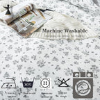 FADFAY Floral Duvet Cover Set King/Cal King Size 100% Cotton Grey White Flower - Image 7