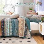 WONGS BEDDING Boho Queen Quilt Set, Lightweight Microfiber Bed Decor Bedspread - Image 3
