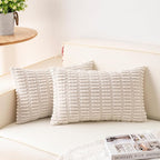 Aegero Pack of 2 Corduroy Decorative Throw Pillow Covers 12x24 Inch Soft by Unknown